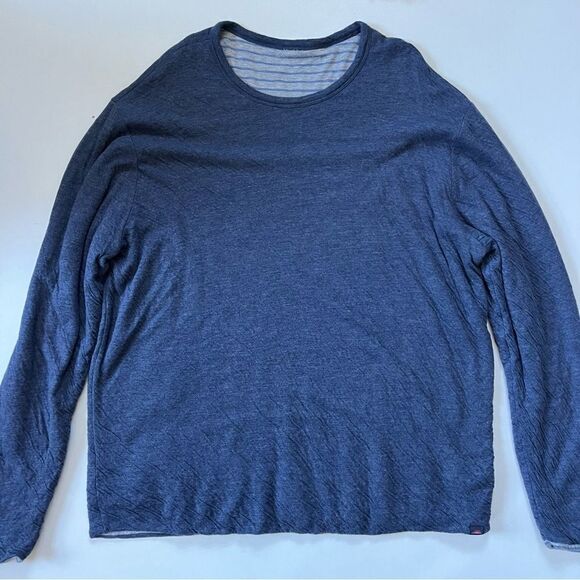 Faherty Cloud Cotton Reversible Crew Navy/Striped - Picture 4 of 10